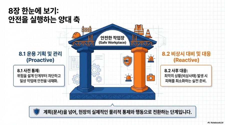 ISO 45001 8장 운용: 서류가 아닌 현장 작동성으로 증명하는 운전과 비상 대응 슬라이드 3